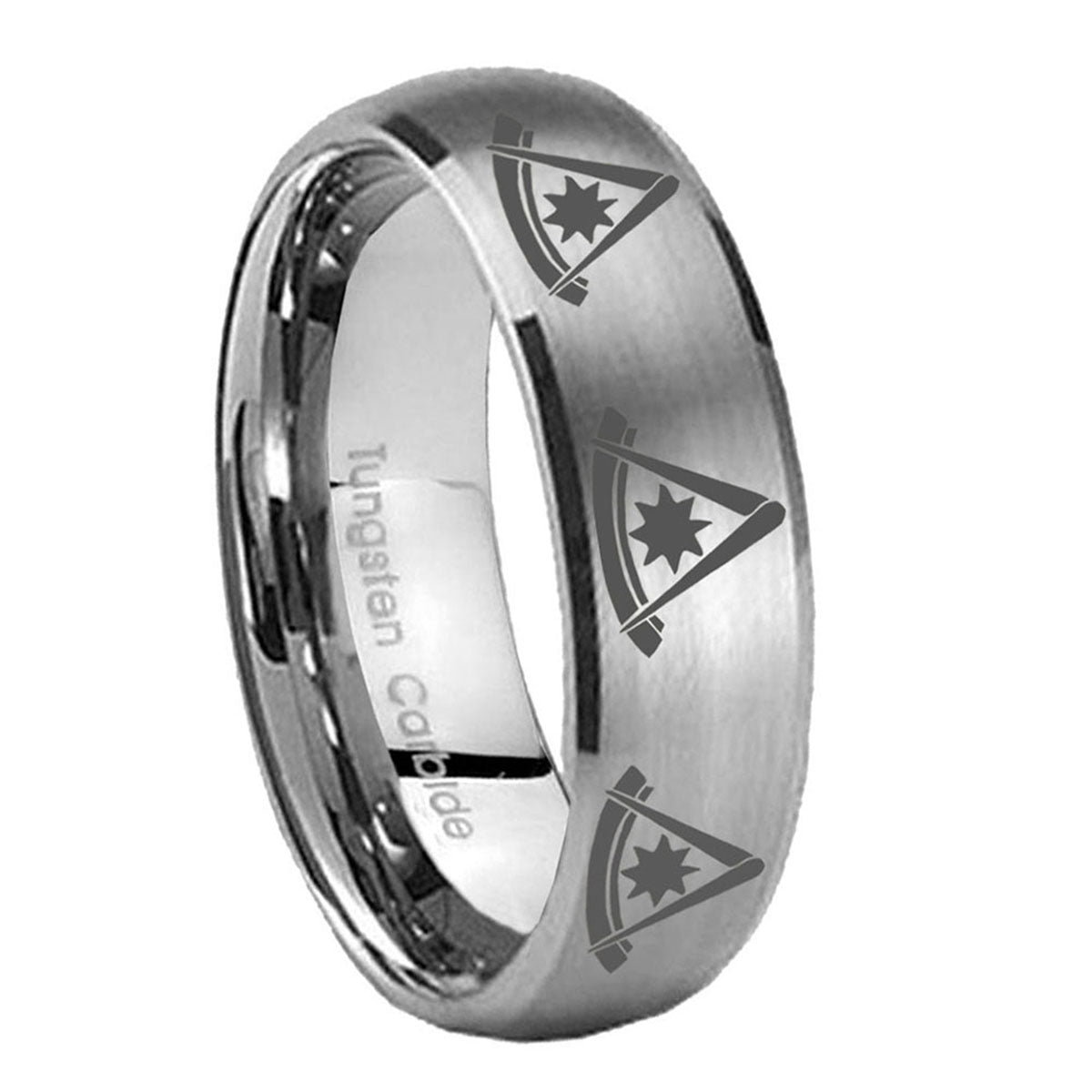 8MM Multiple Pester Master Dome Brushed Gray Tungsten Band For Men