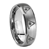 8mm Multiple Pester Master Masonic Dome Brushed Tungsten Men's Engagement Ring