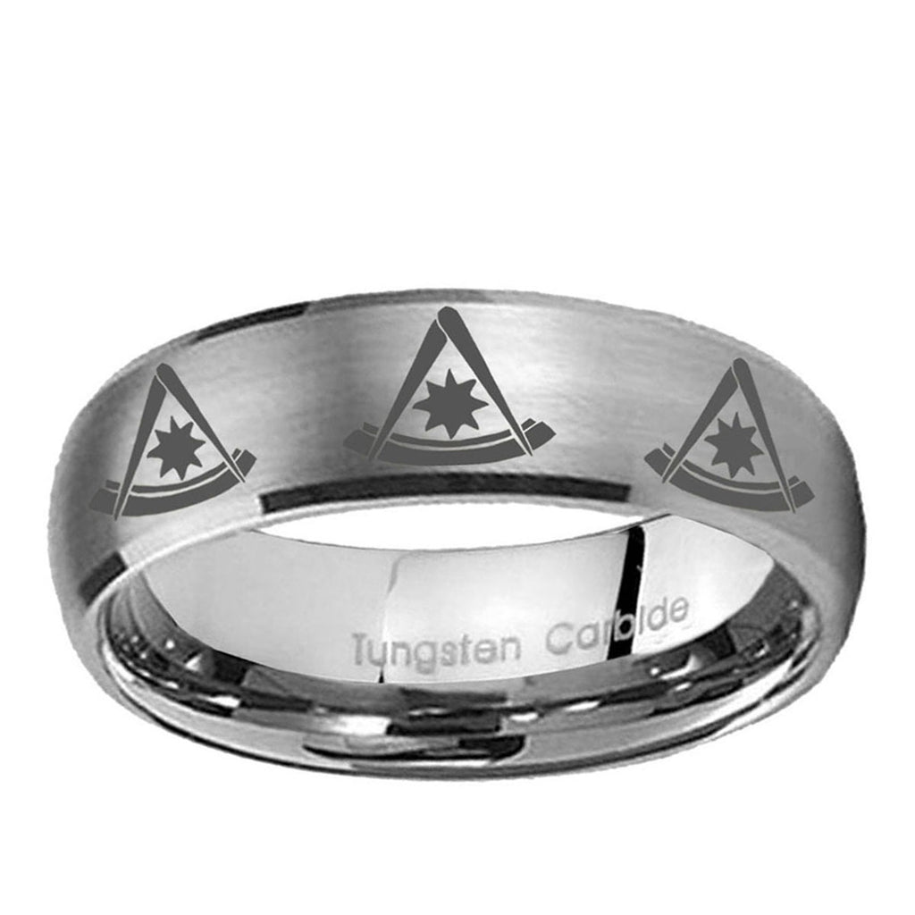 5MM Multiple Pester Master Dome Brushed Gray Tungsten Band For Men
