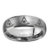 5, 8mm Multiple Pester Master Masonic Dome Brushed Tungsten Ring