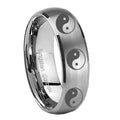 8MM Multiple Yin Yang Dome Brushed Gray Tungsten Ring Men