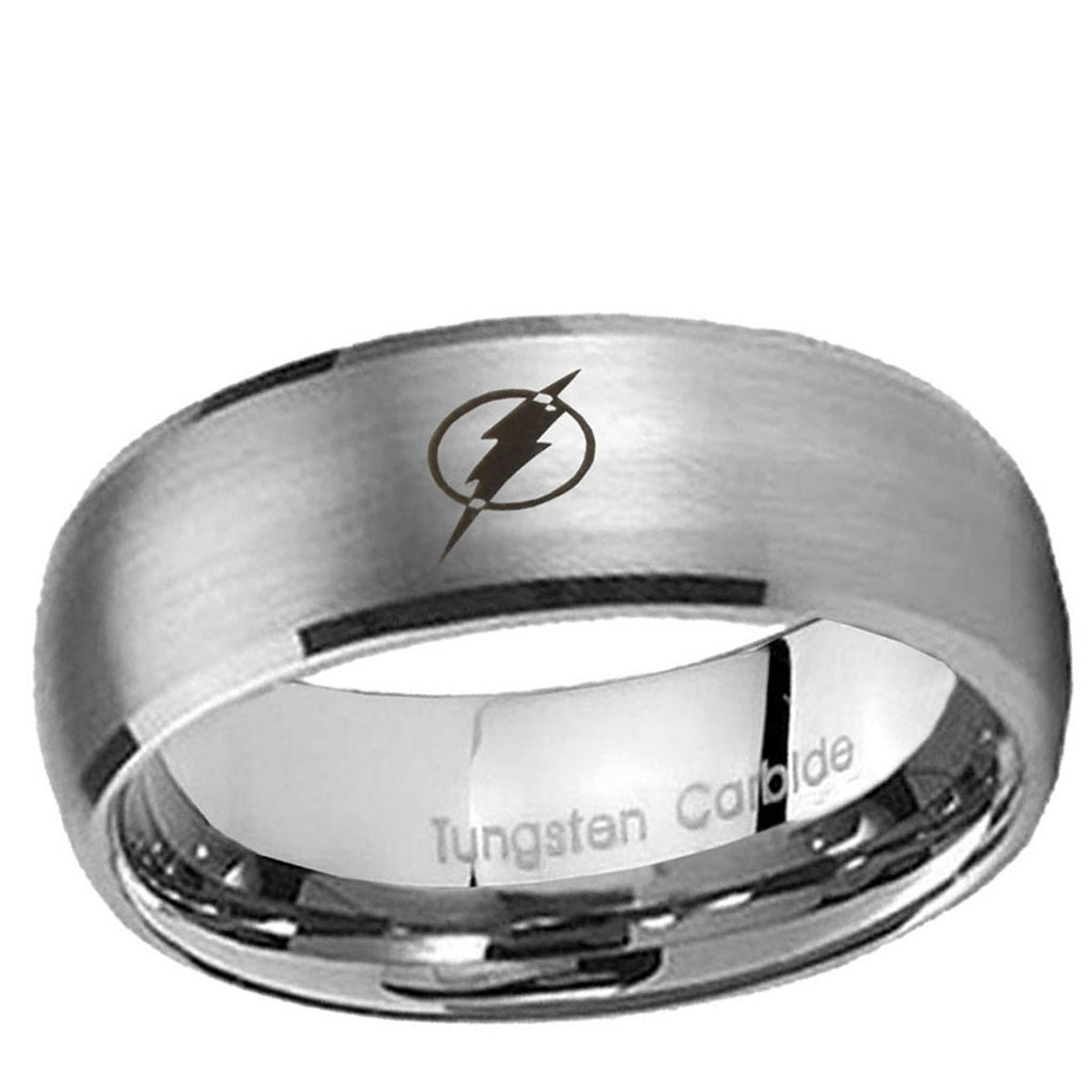 5MM Flash Dome Brushed Gray Tungsten Ring For Men