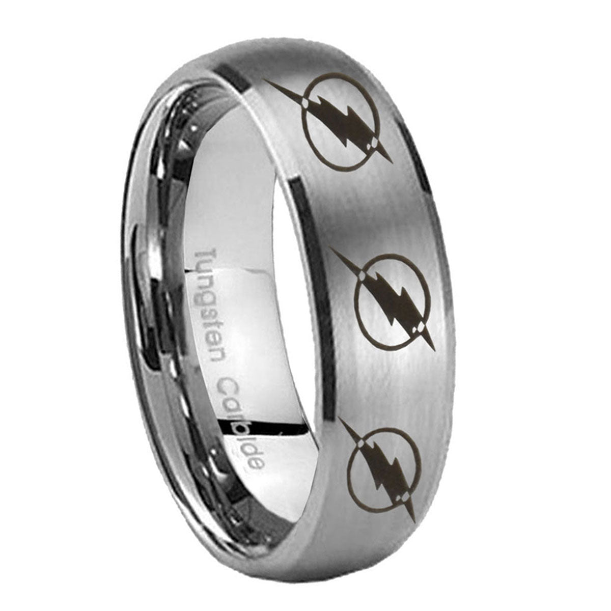 8MM Multiple Flash Dome Brushed Gray Tungsten Custom Ring