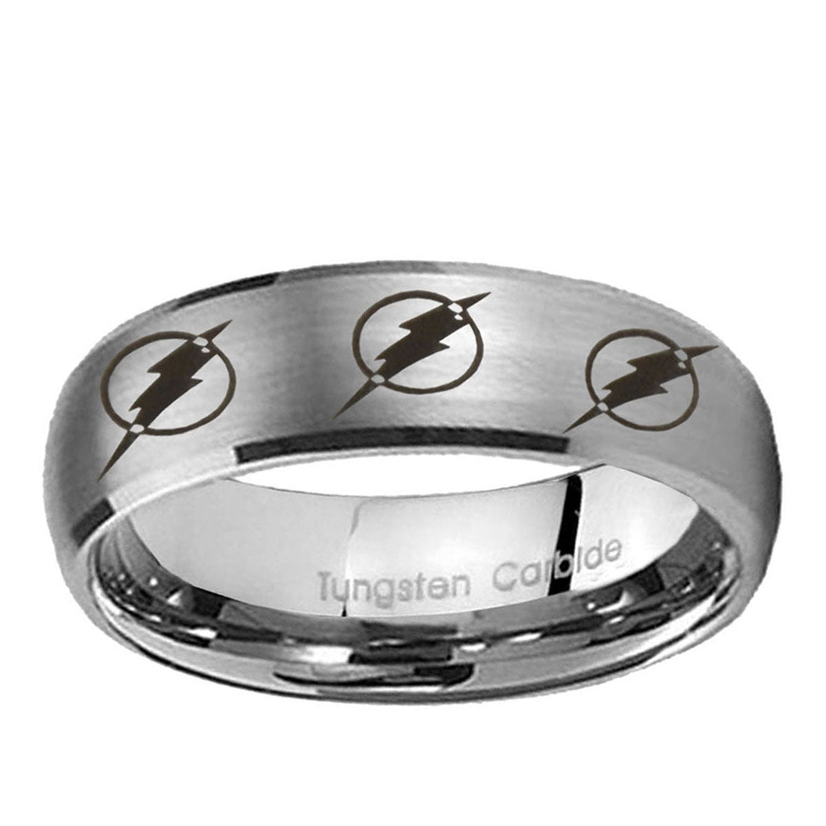 5MM Multiple Flash Dome Brushed Gray Tungsten Custom Ring