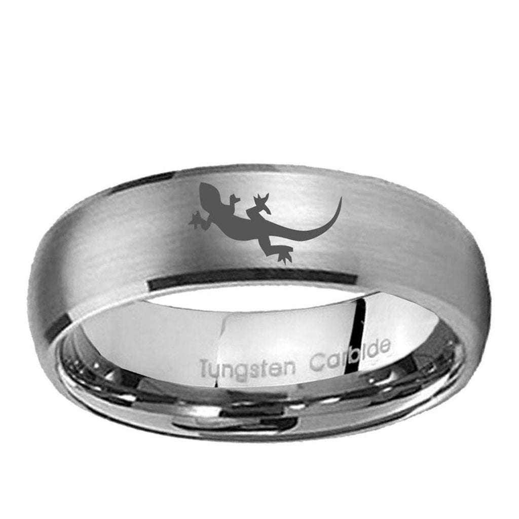 5MM Lizard Dome Brushed Gray Tungsten Band For Men