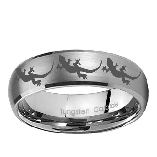 10mm Multiple Lizard Dome Brushed Tungsten Carbide Custom Ring for Men