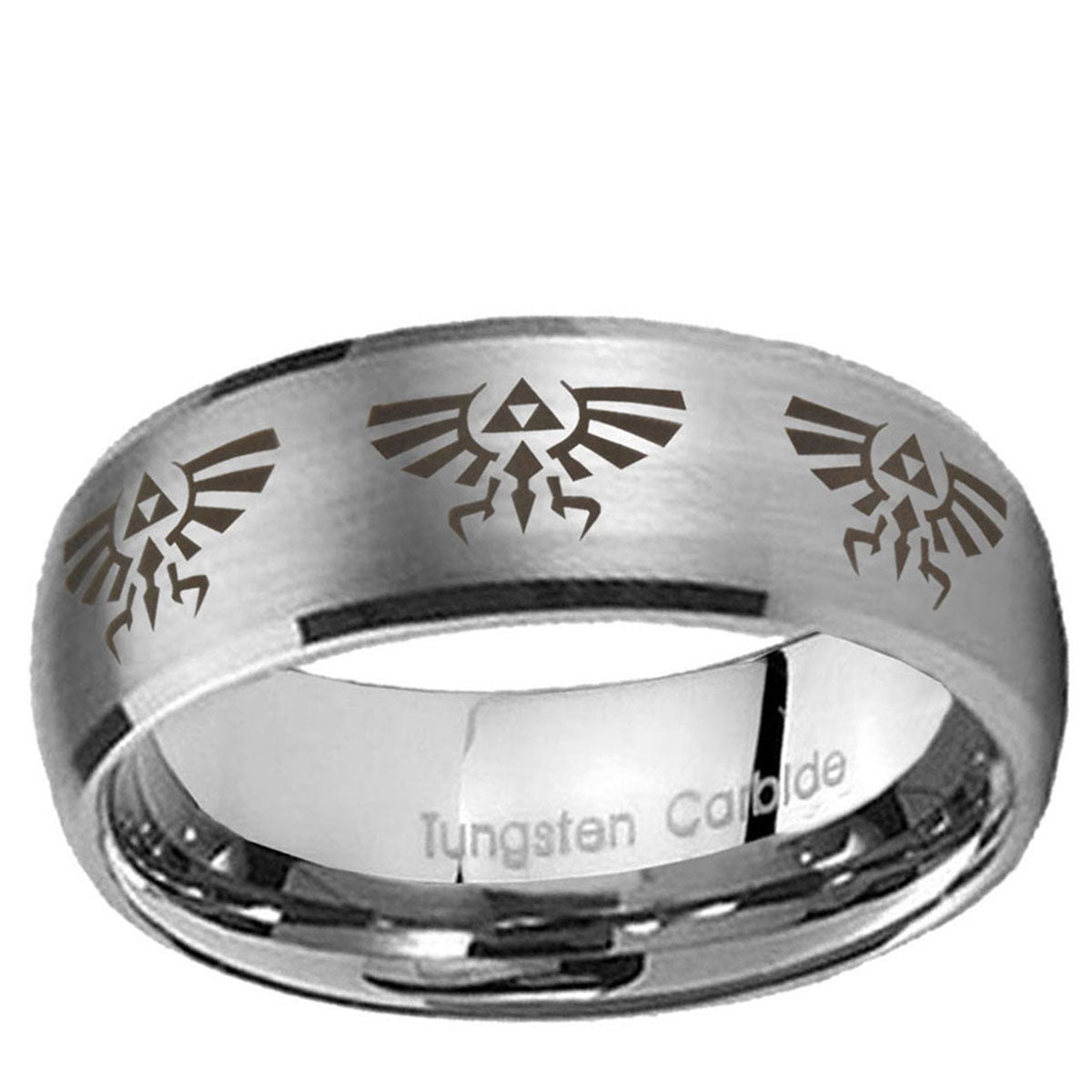 5MM Multiple Zelda Skyward Dome Brushed Gray Tungsten Ring For Men