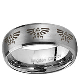 5, 8mm Multiple Zelda Skyward Sword Dome Brushed Tungsten Carbide Promise Ring