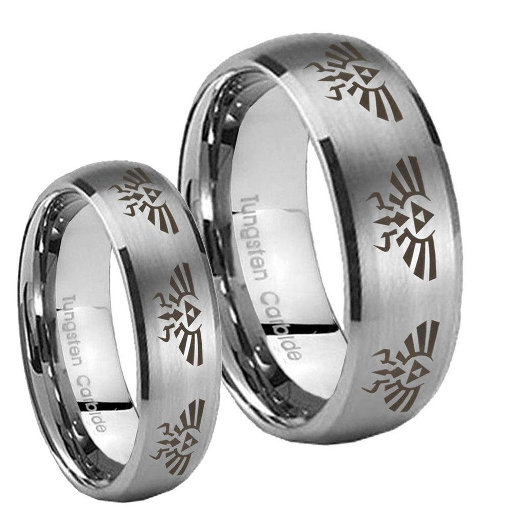 Multiple Zelda Skyward Sword Dome Brushed Tungsten His And Hers Ring