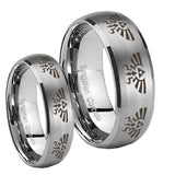 His Hers Multiple Zelda Skyward Sword Dome Brushed Tungsten Rings for Men Set
