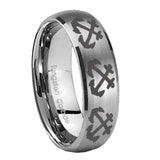 10mm-Multiple-Anchor-Dome-Brushed-Tungsten-Carbide-Wedding-Engraving-Ring