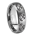 10mm Multiple Anchor Dome Brushed Tungsten Carbide Wedding Engraving Ring