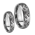 Multiple Anchor Dome Brushed Tungsten Bridal Set Ring
