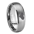 8MM Heart Dome Brushed Gray Tungsten Man Wedding Ring