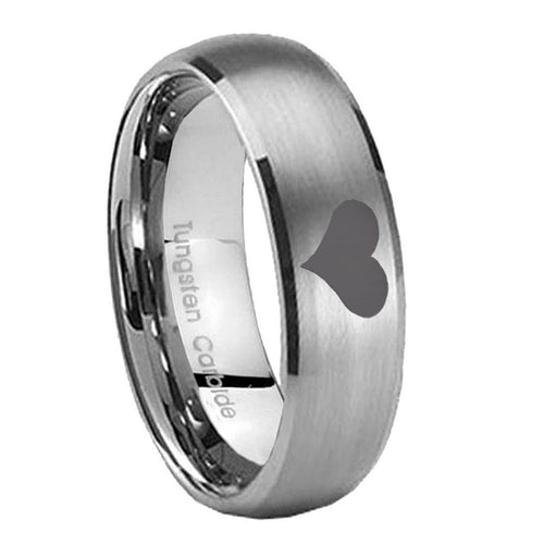 10mm Heart Dome Brushed Tungsten Carbide Personalized Ring