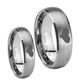 Heart Dome Brushed Tungsten Matching Ring Set