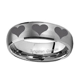 8mm-Multiple-Heart-Dome-Brushed-Tungsten-Carbide-Personalized-Ring