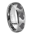 8MM Multiple Heart Dome Brushed Gray Tungsten Mens Ring