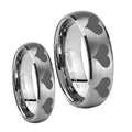 Multiple Heart Dome Brushed Tungsten Bridal Ring Sets
