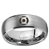 5, 8mm Green Lantern Dome Matte Silver Tungsten Rings Wedding Bands