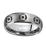 5, 8mm Multiple Green Lantern Dome Matte Silver Tungsten Rings