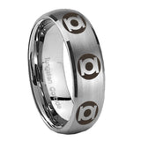 8mm Multiple Green Lantern Dome Matte Silver Tungsten Rings