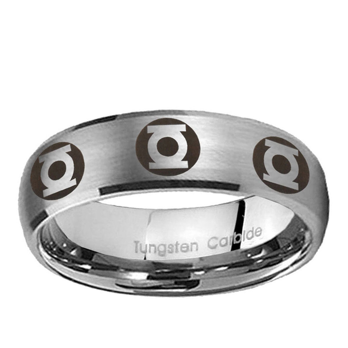 5MM Multiple Green Lantern Dome Brushed Gray Tungsten Ring For Man