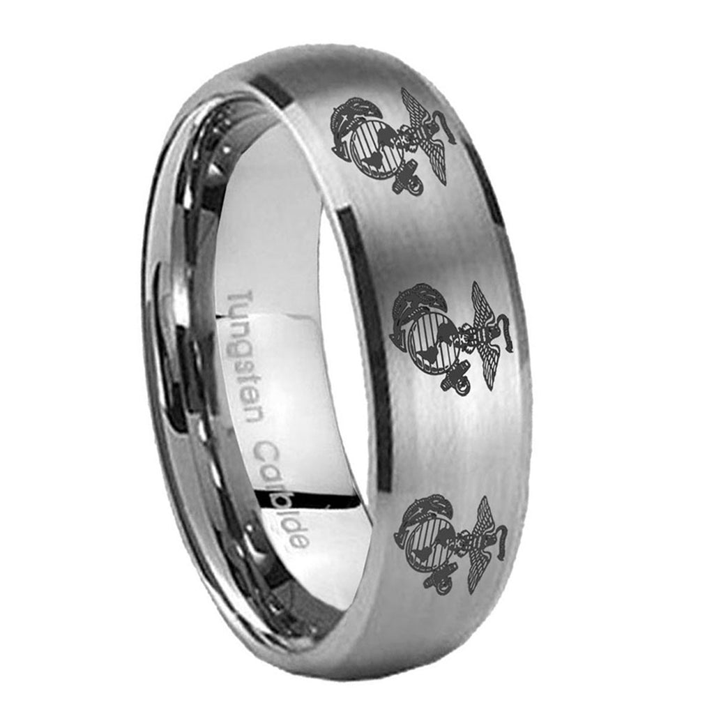 8MM Multiple Marine Dome Brushed Gray Tungsten Band