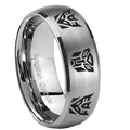 10mm Transformers Autobot Decepticon Dome Brushed Tungsten Carbide Mens Ring