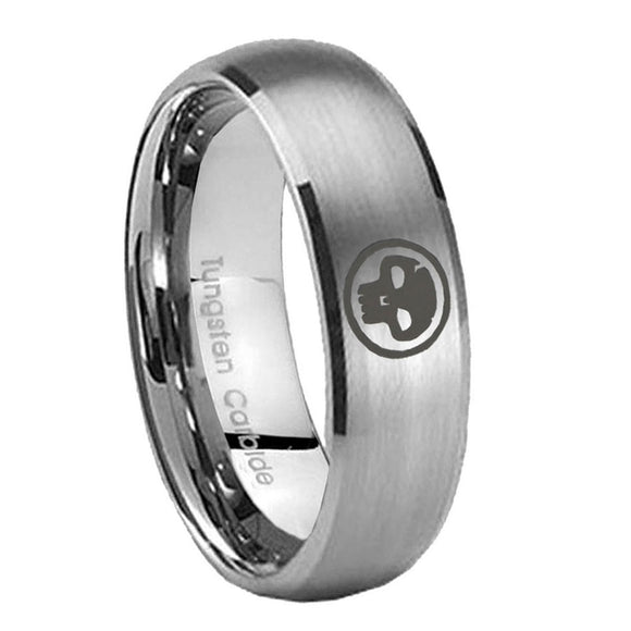 10mm-Skull-Dome-Brushed-Tungsten-Carbide-Custom-Ring-for-Men