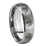 8mm Multiple Skull Dome Brushed Tungsten Carbide Promise Ring