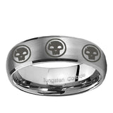 5, 8mm Multiple Skull Dome Brushed Tungsten Carbide Promise Ring