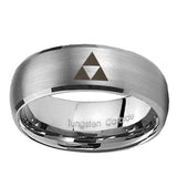 10mm-Zelda-Triforce-Dome-Brushed-Tungsten-Carbide-Mens-Wedding-Band
