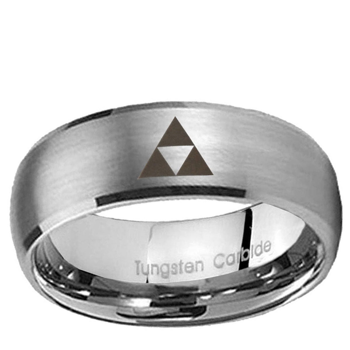 10mm Zelda Triforce Dome Brushed Tungsten Ring