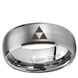 5, 8mm Zelda Triforce Dome Brushed Tungsten Ring