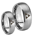 Zelda Triforce Dome Brushed Tungsten Couple Wedding Bands