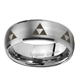 10mm-Multiple-Zelda-Triforce-Dome-Brushed-Tungsten-Carbide-Mens-Ring