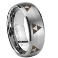 8MM Multiple Zelda Triforce Dome Brushed Gray Tungsten Ring