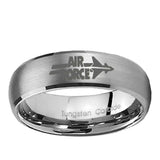 5, 8mm Classic Satin Silver Dome Air Force Tungsten Laser Engraved Ring