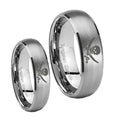 Skull Pirate Dome Brushed Tungsten Couples Ring Set