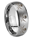 8MM Multiple Skull Pirate Dome Brushed Gray Tungsten Ring