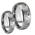 Multiple Skull Pirate Dome Brushed Tungsten Wedding Set Ring