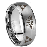 10mm-Legend-of-Zelda-Dome-Brushed-Tungsten-Carbide-Custom-Mens-Ring