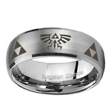 10mm-Legend-of-Zelda-Dome-Brushed-Tungsten-Carbide-Custom-Mens-Ring