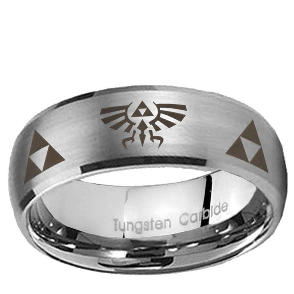 10mm Legend of Zelda Dome Brushed Tungsten Ring