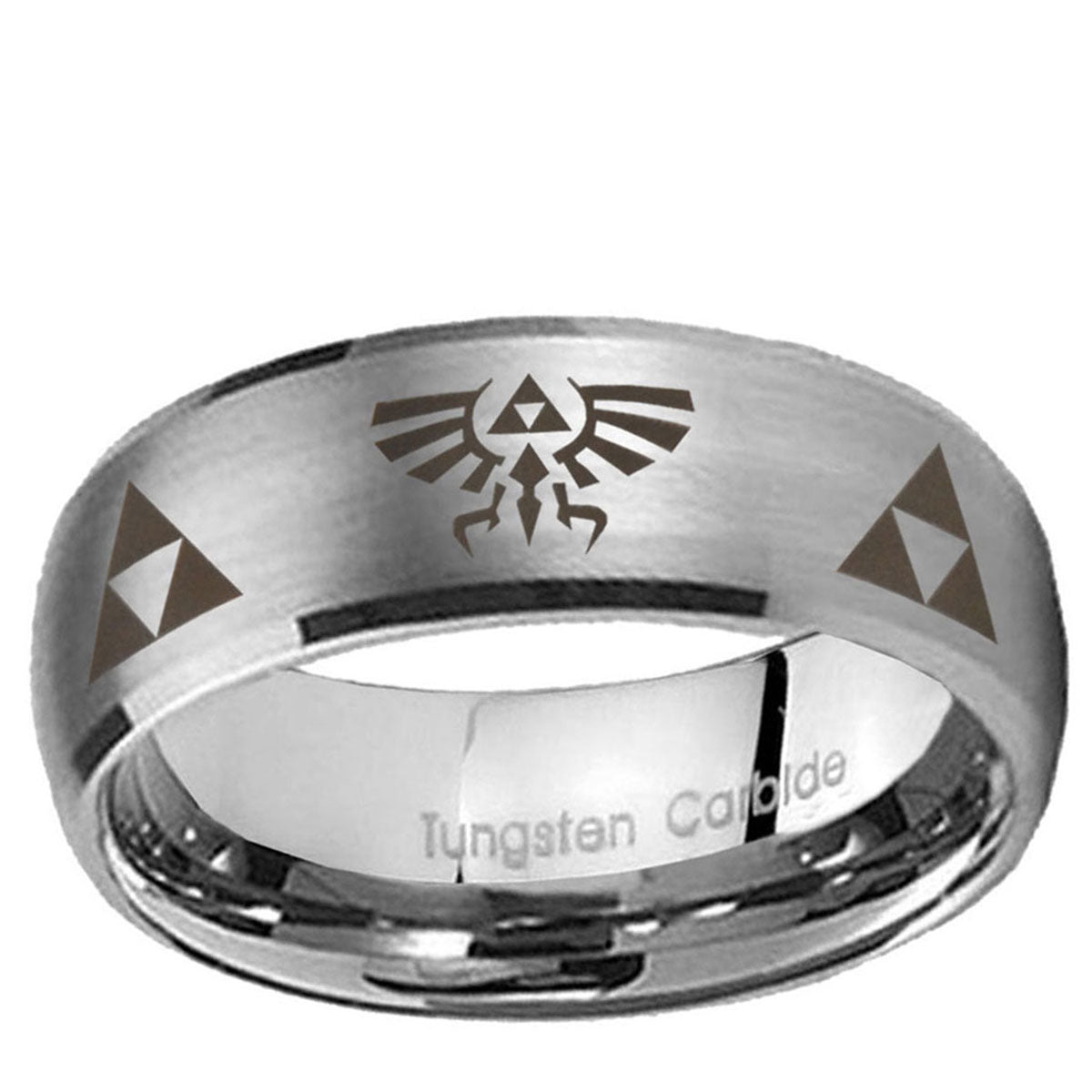 10mm Legend of Zelda Dome Brushed Tungsten Ring