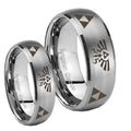 Legend of Zelda Dome Brushed Tungsten Couple Wedding Bands