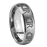 10mm Multiple CTR Dome Brushed Tungsten Carbide Mens Ring Personalized