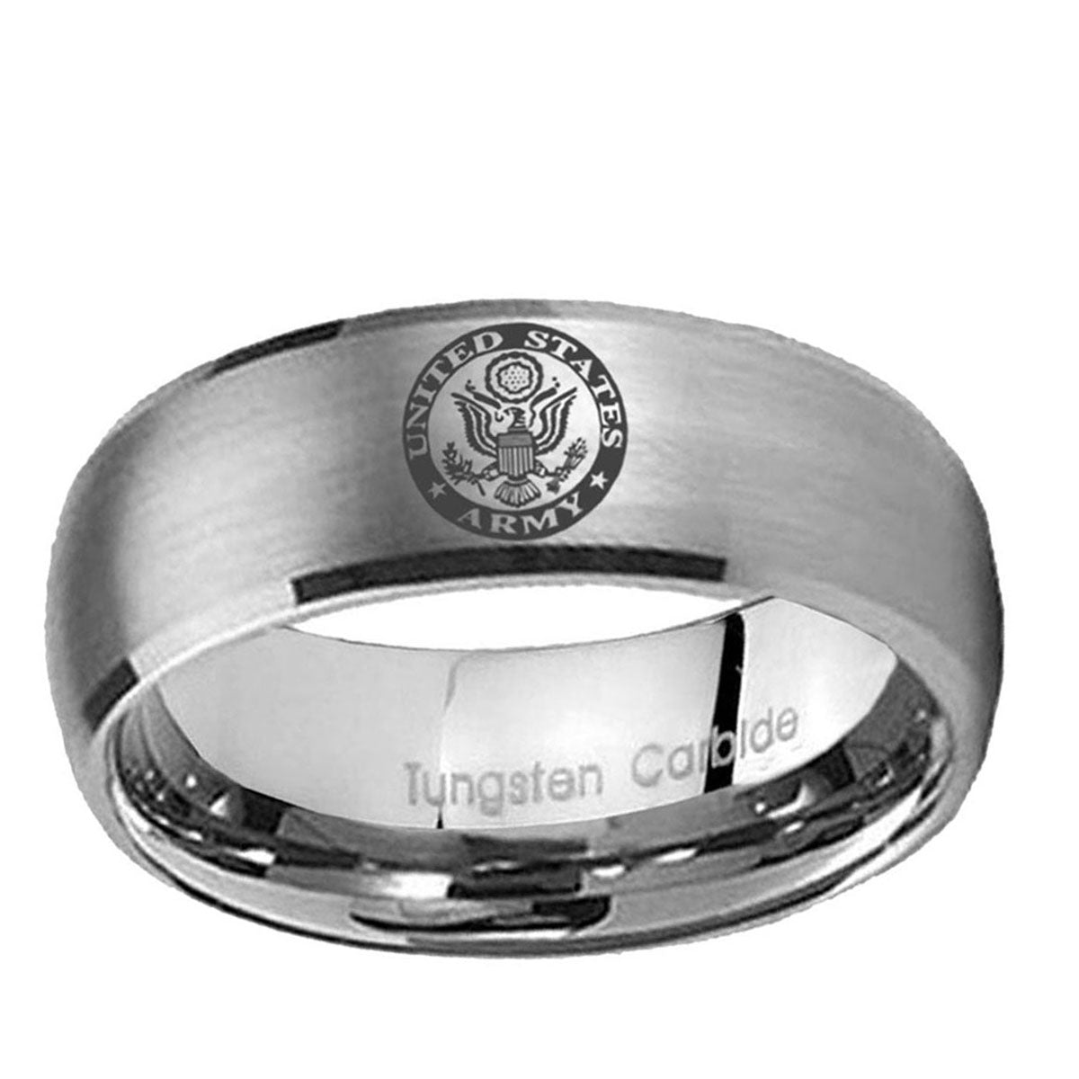 5MM U.S. Army Dome Brushed Gray Tungsten Custom Ring