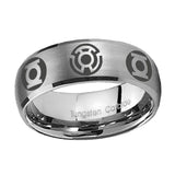 5, 8mm Blue Green Lantern Dome Matte Silver Tungsten Ring